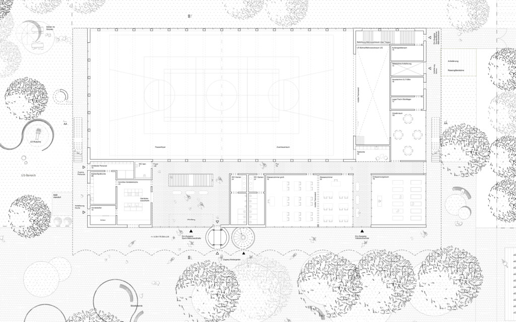 Sporthalle und Kindergarten, Bad Friedrichshall